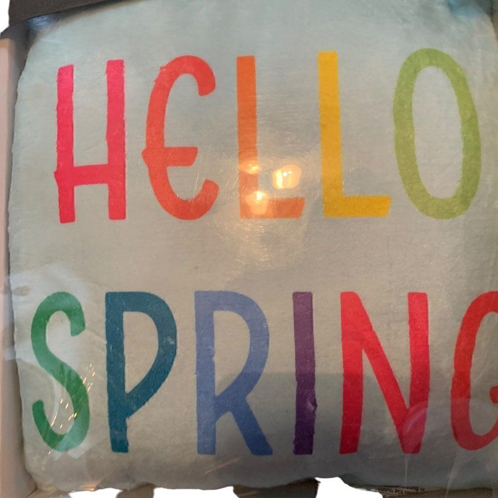 NIB Modern Southern Home Plush Throw & Pillow "Hello Spring" 2-Pc Set - Picture 2 of 4